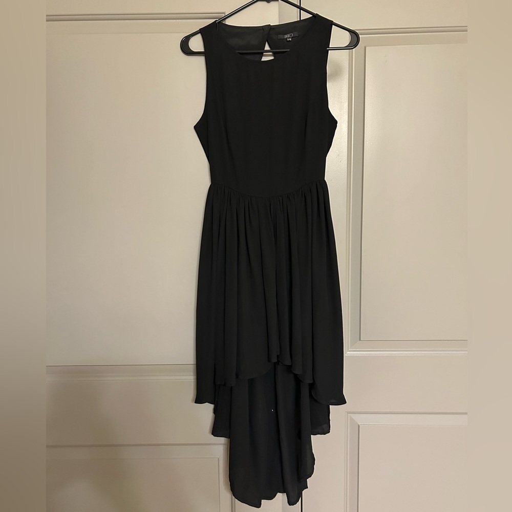 Black high low dress with cutout back